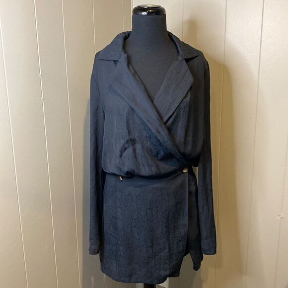 Free People Extra Small "Tonal Snake Skin Faux Wrap" Mini Dress - Picture 1 of 8